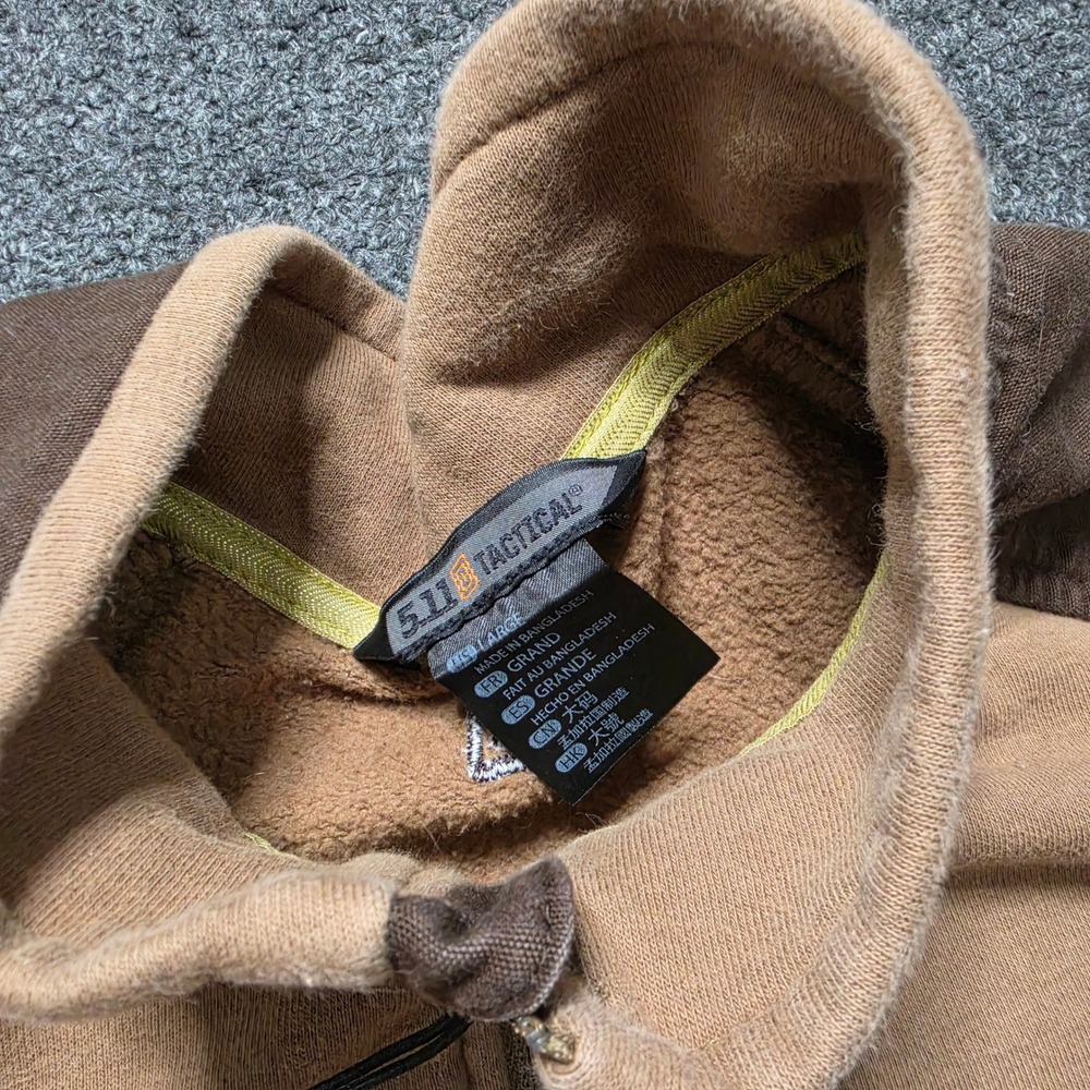 5.11 Tactical Radar Fleece Pullover Tan Mens Large 1/4 Zip Reinforced Elbows - Picture 5 of 8